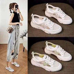 Women Casual White Sneakers Fashion Spring Summer Hollow Out Canvas Platform Vulcanize Shoes Ladies Comfortable Zapatillas Mujer