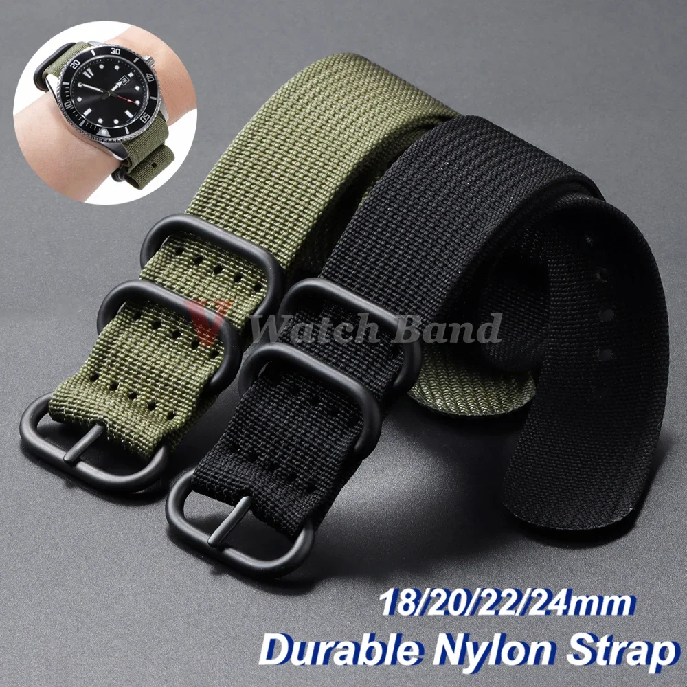 High Quality Durable Nylon Watch Band for Omega 20 22 24 18mm Strap for Seiko Military Casual Bands Replace Army Sport Bracelet