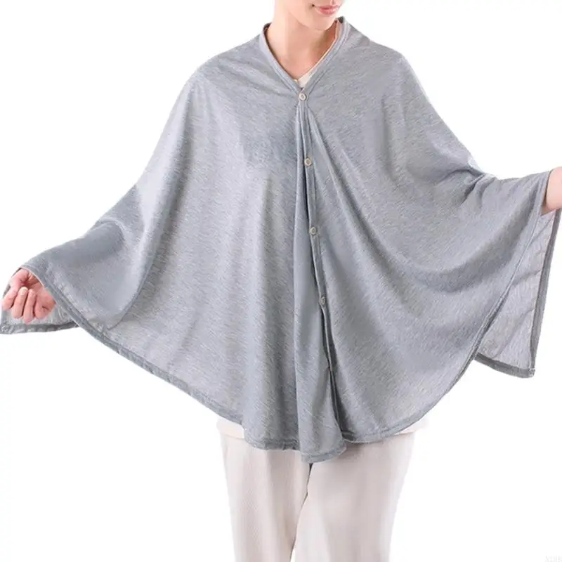 N1HB Comfortable Baby Feeding Shawl Cotton Privacy Protecor Sleeve Nursing Cover Wearable Shawl for Mom Outdoor Use