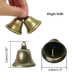10pcs 38mm Gold Jingle Bells Christmas Festival Party Decoration Diy Making Wind Chimes Copper Bell Xmas Tree New Year Decor