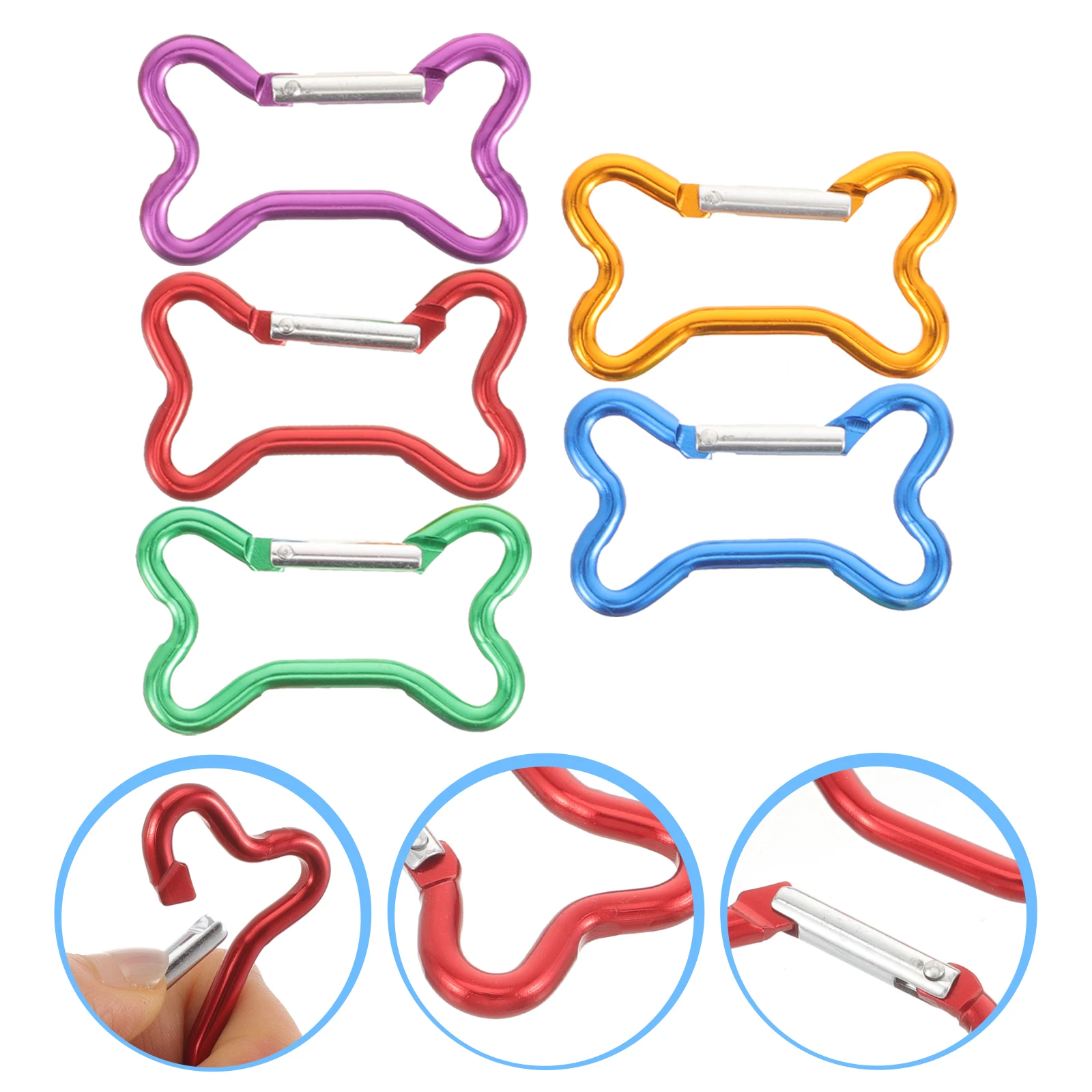 

20pcs Bone Shaped Carabiner Hook Heavy Duty Clip Small Keychain Climbing Equipment Aluminum Backpack Random Color