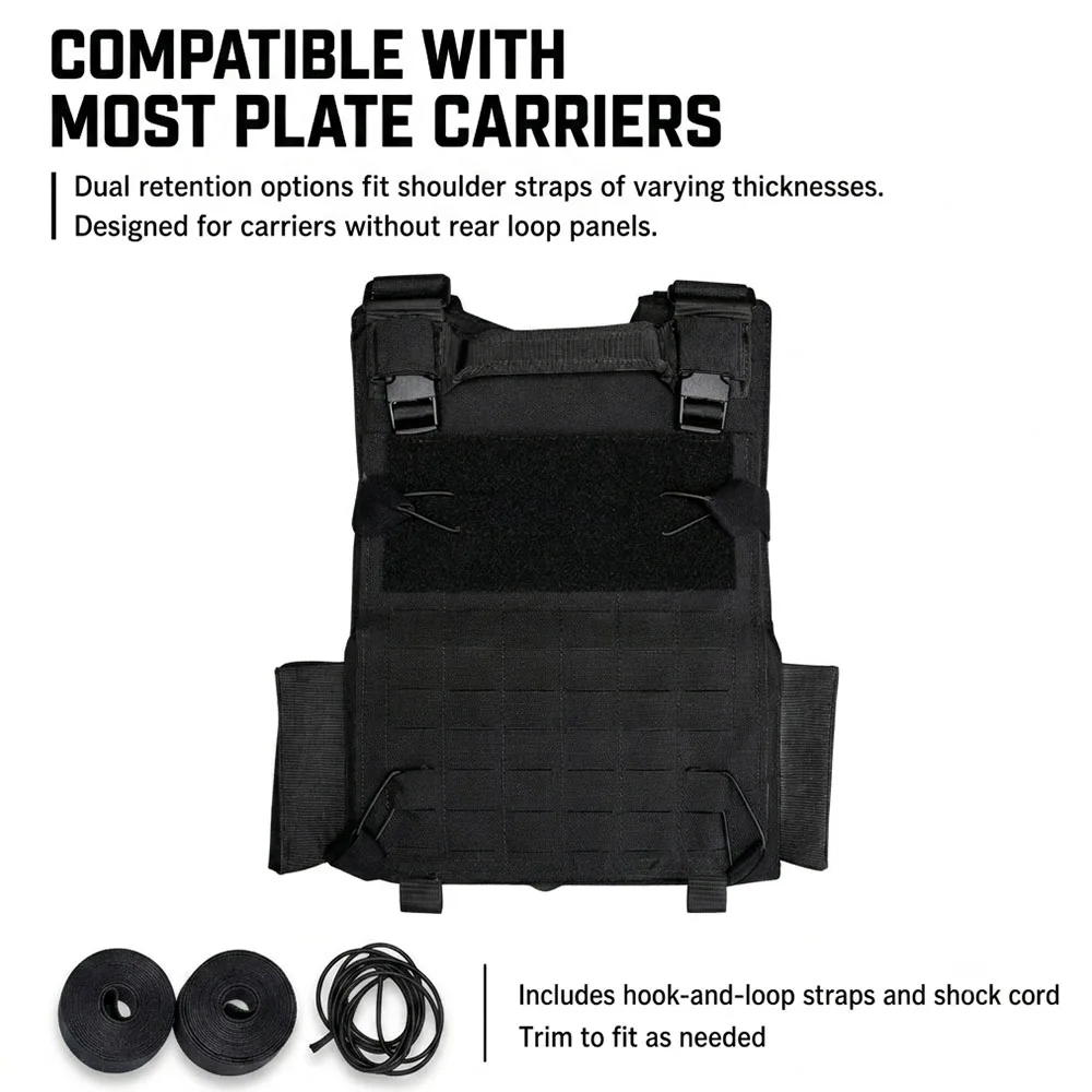 1pair Vest Back Pad with Hook Loop Detchable Expansion Attachment Modular Adapter Plate for Hunting Outdoor Gear Accessories
