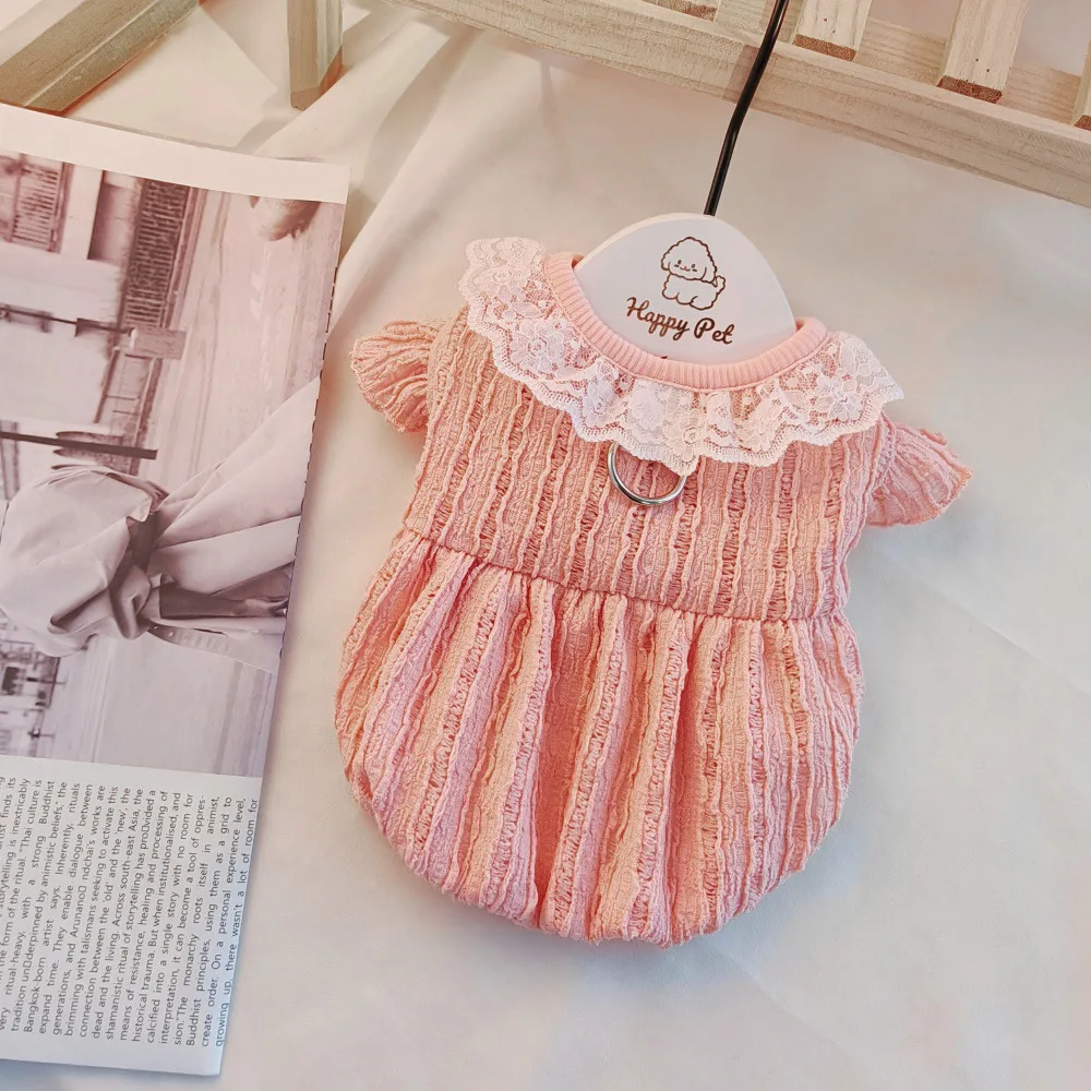 Pet Spring Flower Bud Skirt Thin Breathable Princess Style Tank Top with Mushroom Lace Top Dog Clothes for Small Dogs