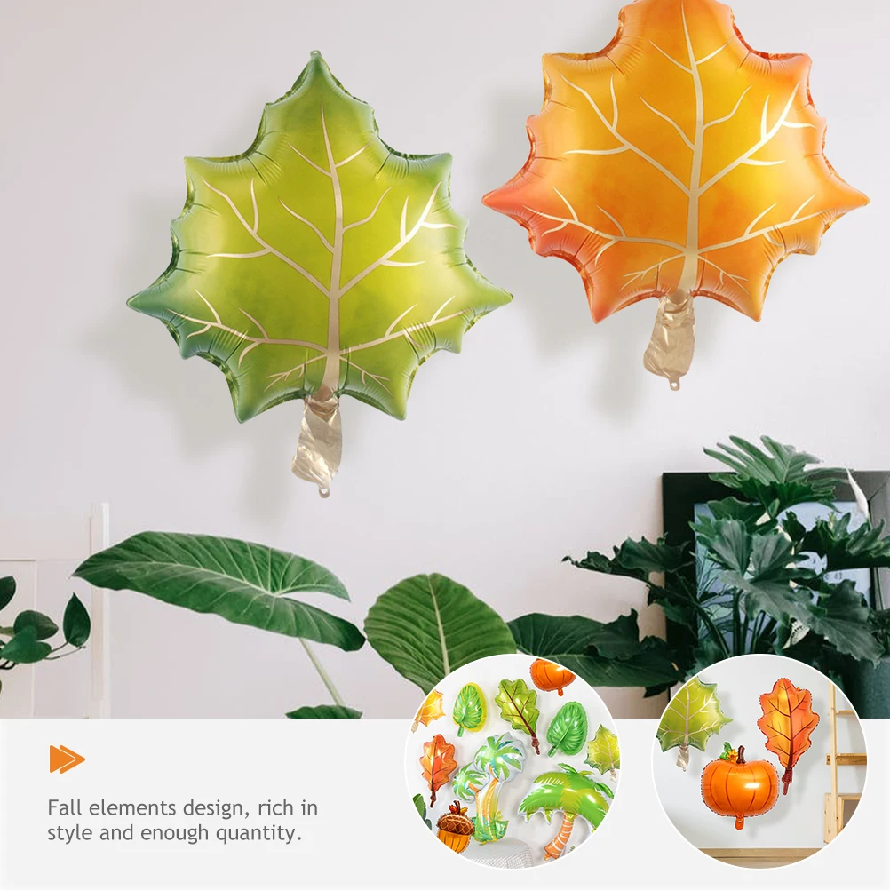 

18pcs Fall Theme Balloons Autumn Aluminum Foil Thanksgiving Decor Red Green Leaves Pumpkin Pinecones Party Supplies Home
