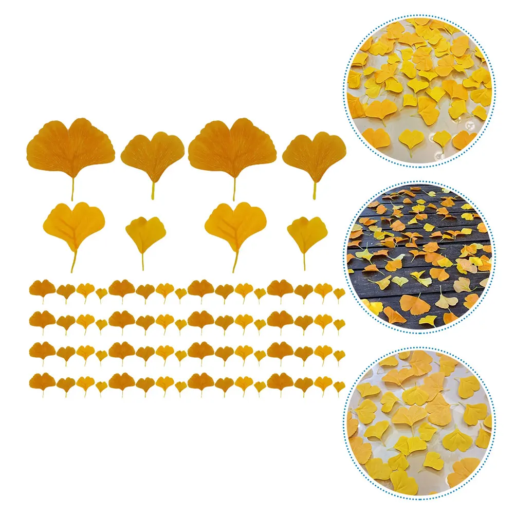 

108pcs Artificial Bright Yellow Wedding Party Decor Home Decoration Ginkgo Table Scatter Fake Fall Leaves Diy Faux Leaf
