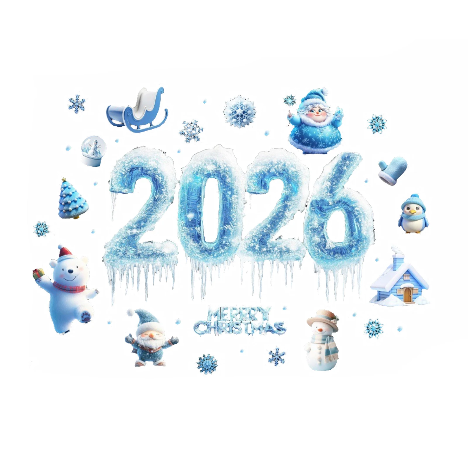 عيد ميلاد سعيد الجليد والثلج نمط نافذة ملصق داخلي وخارجي زجاج الباب والنافذة ملصق ثابت زينة عيد الميلاد