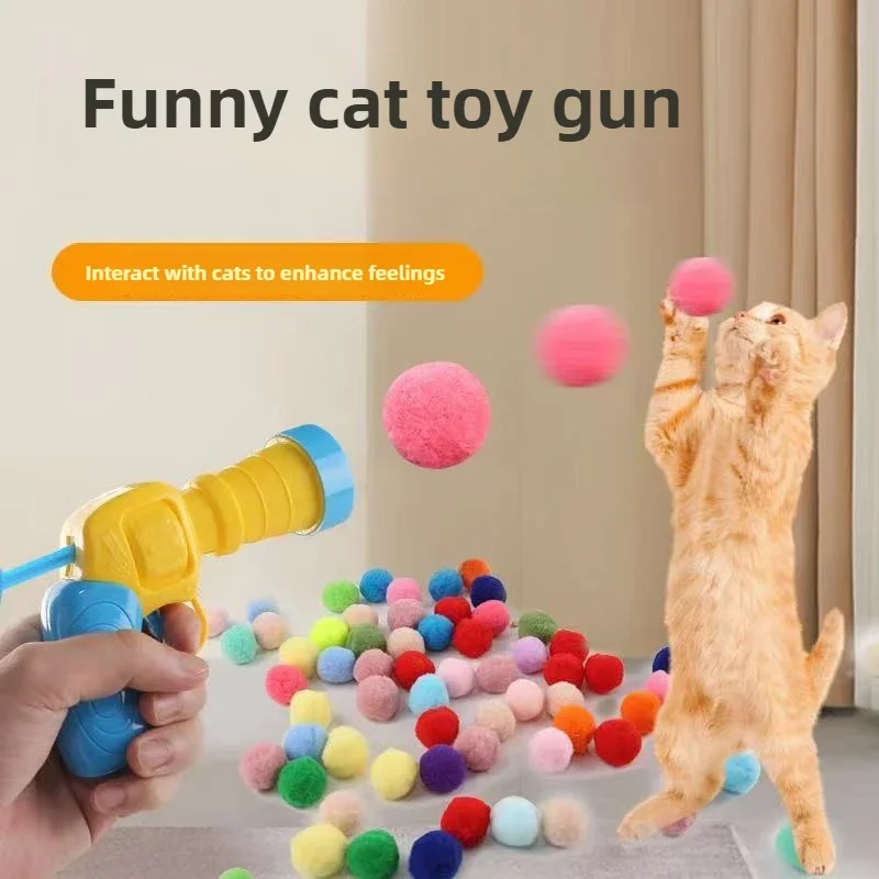 Pets Stuffed Toy Gun Excited Mini Games Cat Toys Fun Gadgets Plush Toy Ball for Cats Entertainment Interaction Quiet Fur Ball