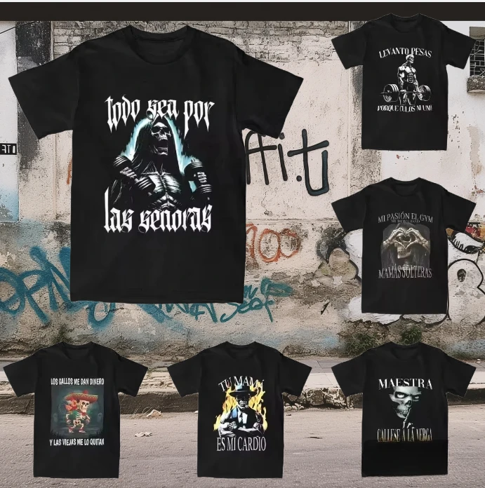 

Men's Calacas Chidas Gym T Shirts Todo Sea Por Las Senoras Cotton Hip Hop Top Tees Women Summer Street Tshirt Harajuku T-shirt