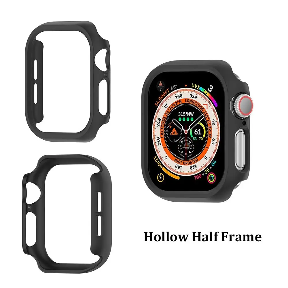 Anti-scratch PC Bumper Case Hollow Half Frame Solid Color Protective Cover for iWatch Hard for Apple Watch Series 10 42/46mm