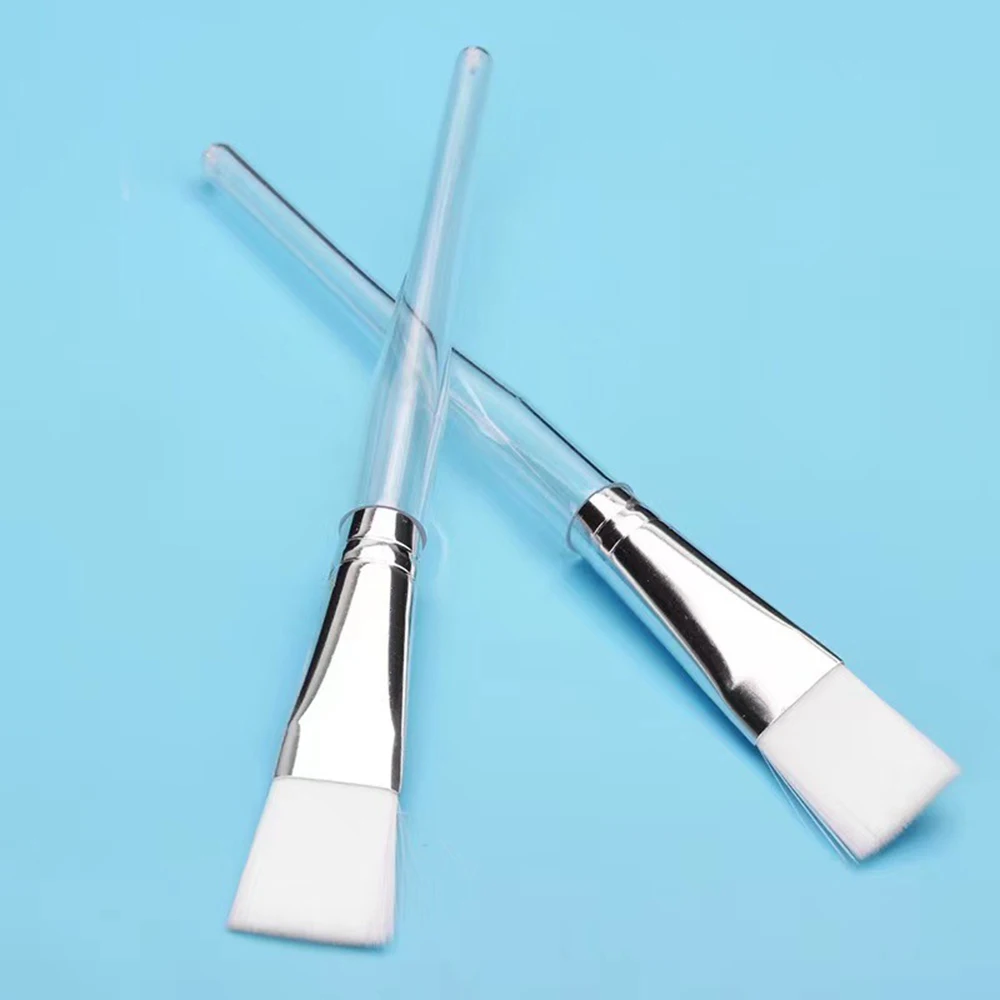 Spazzola per maschera facciale da 10 pezzi Spazzola per applicatore facciale a testa morbida con manico in plastica trasparente per strumenti per la cura della pelle SPA e salone