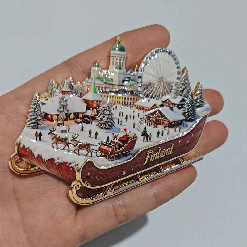 Finland Fridge Stickers Metal Material Helsinki Cathedral Souvenirs Rovaniemi Santa Claus Village