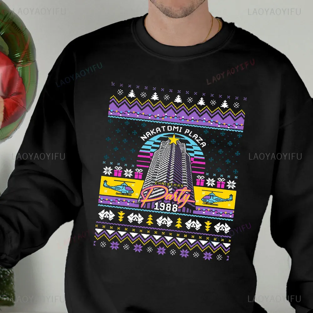 Die Hard Ugly Christmas Sweater Nakatomi Plaza Christmas Party 1988 Sweatshirt John McClane Ugly Hoodies Christmas Movie Tops