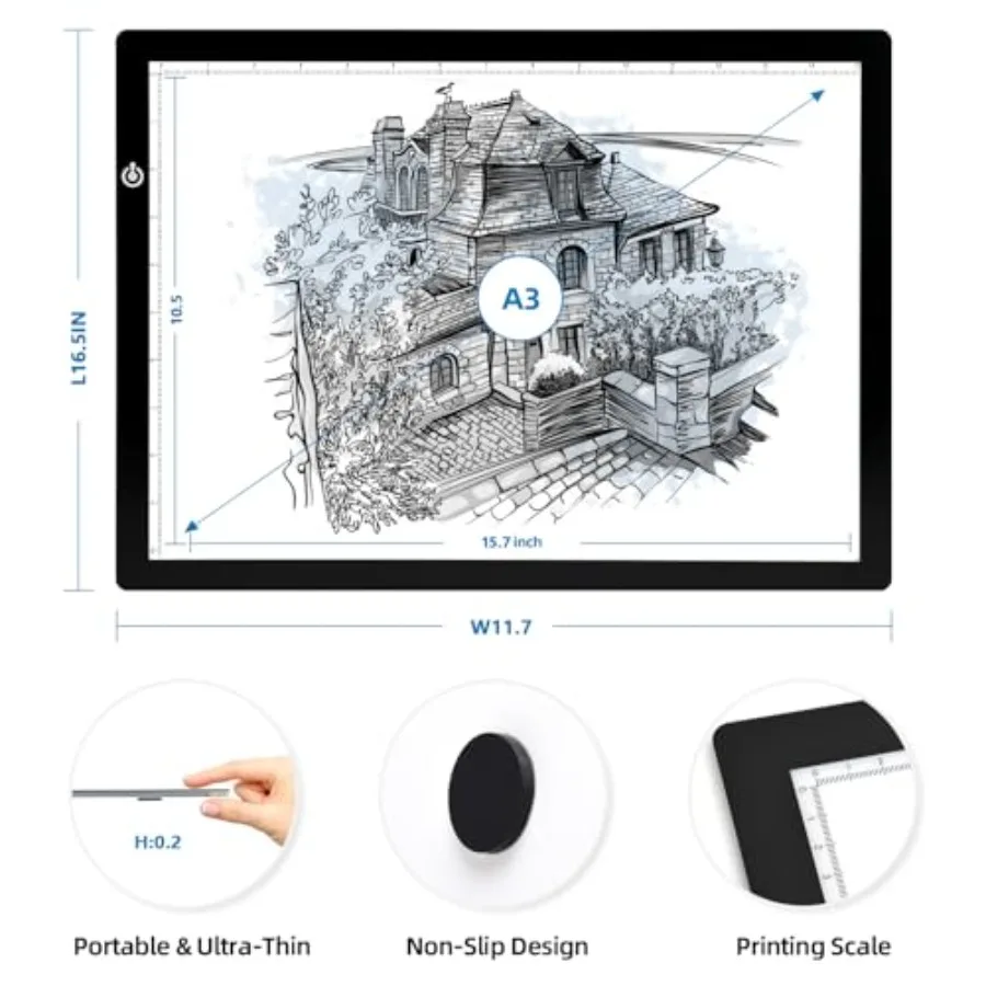 for Diamond Art Bright Board Tracing up Box for Weeding Vinyl Ultra-Thin Copy Board with Adjustable Brightness for Drawing Sket