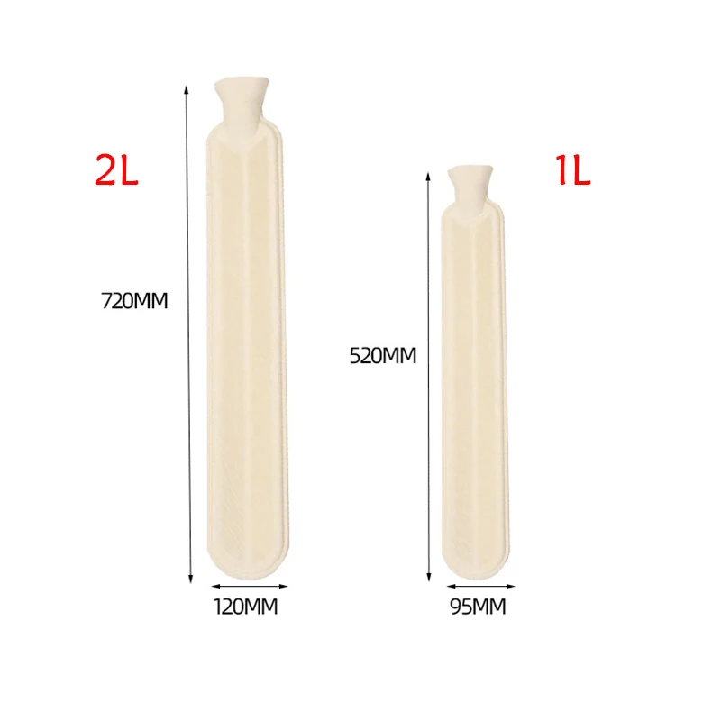 1L /2L Portable Long Hot Water Bottle with Faux Fur Removable Cover Full Body Rubber Warm Water Bag Hot Bag for Pain Bouillotte