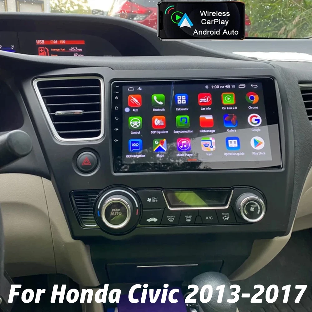 Android 15 Car Multimedia Player For Honda Civic 9 9th 2013 2014 - 2016 US Sender Coupe wireless Carplay Android Auto 4G Wifi