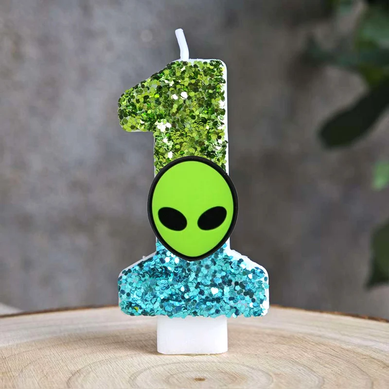Astronaut Alien Candle Number 0-9 Birthday Cake Candle Decoration Alien Birthday Party Cake Topper Baby Shower Decor Gift view 2
