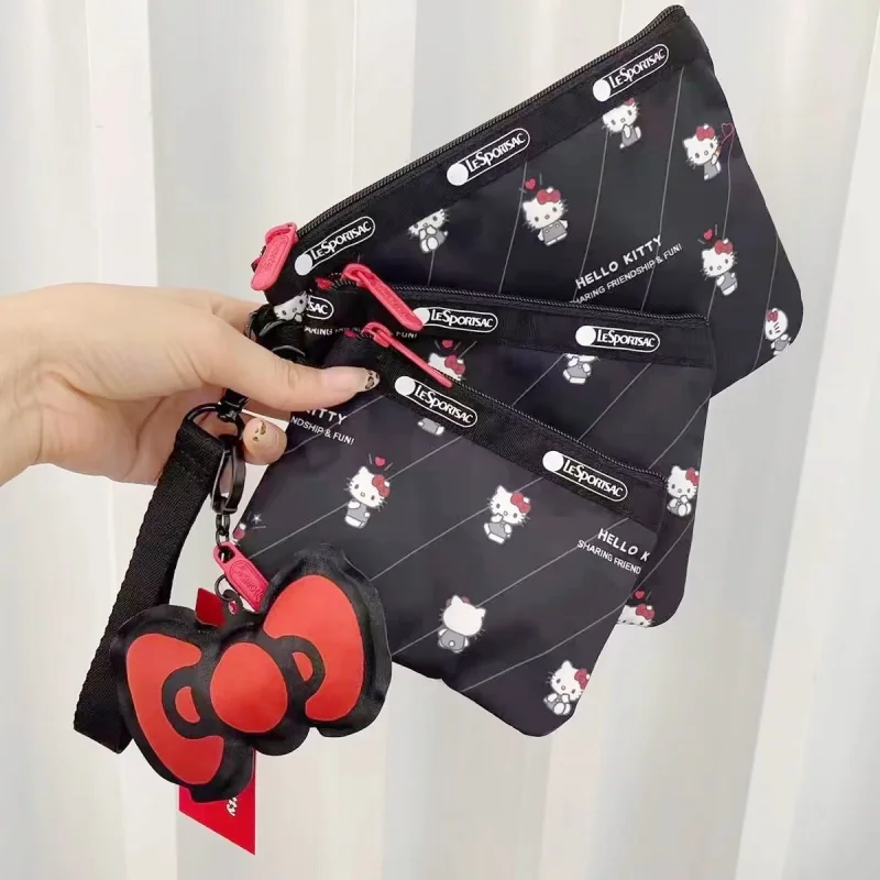 

Hello Kitty Coin Purse Sanrio Bow Tie Wallet Cosmetic Bag Anime Full Print Hello Kitty Travel Storage Bag Kawaii Girl Bag Gift