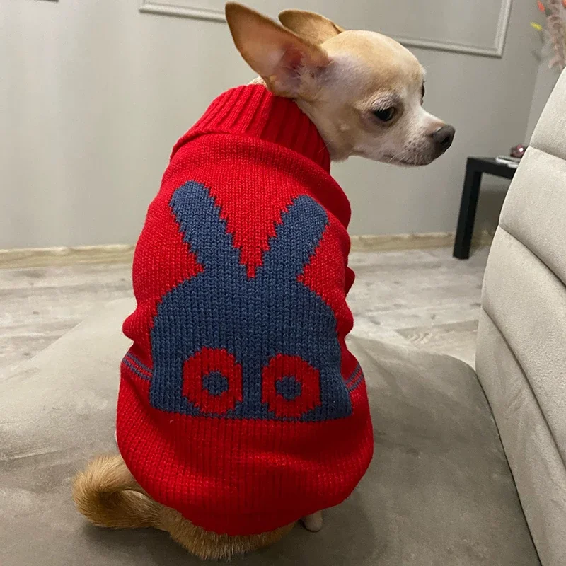 Cute Cartoon Reindeer Sweater for Pets Warm Costume Christmas Dog Sweater Puppy and Cat Jumper Knitwears Winter Dog Clothes
