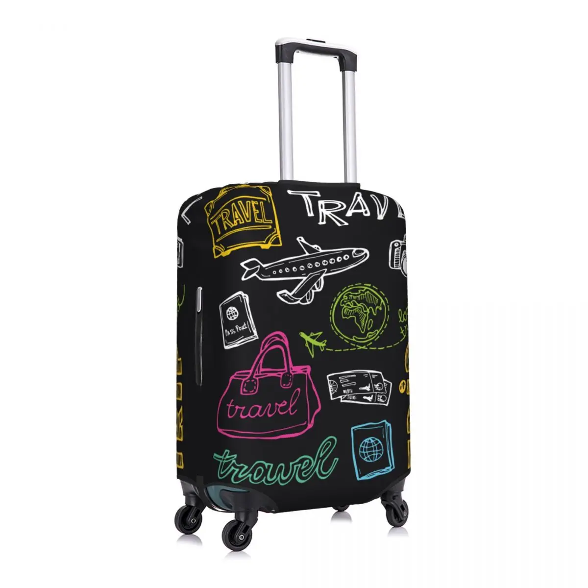 Doodle Travel Suitcase Cover Abstract Geometric Cruise Trip Holiday Useful Luggage Accesories Protector