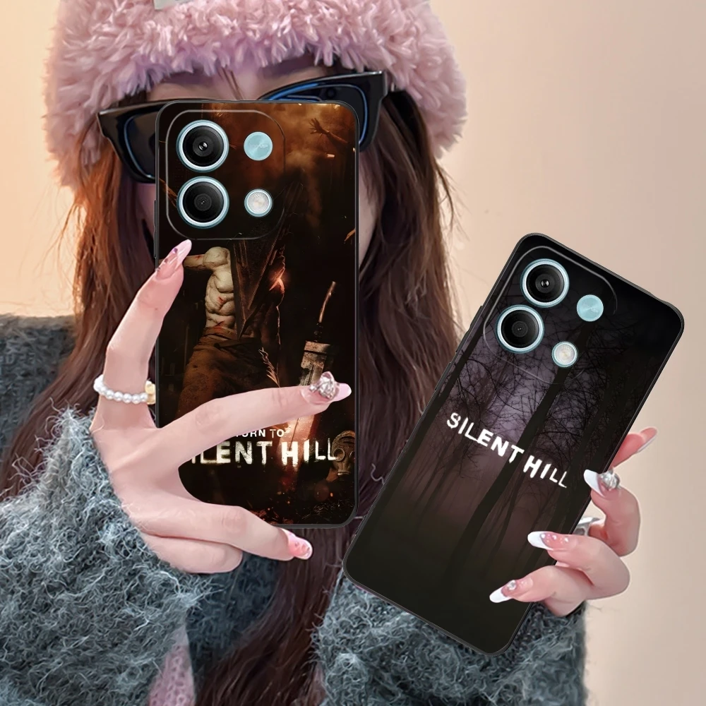 Silent Hill Painting Mobile Cell Phone Case for Xiaomi POCO M6 M5 M4 M3 X6 X5 X4 X3 F6 F5 F4 F3 F2 C40 Pro GT 5G Black Cover