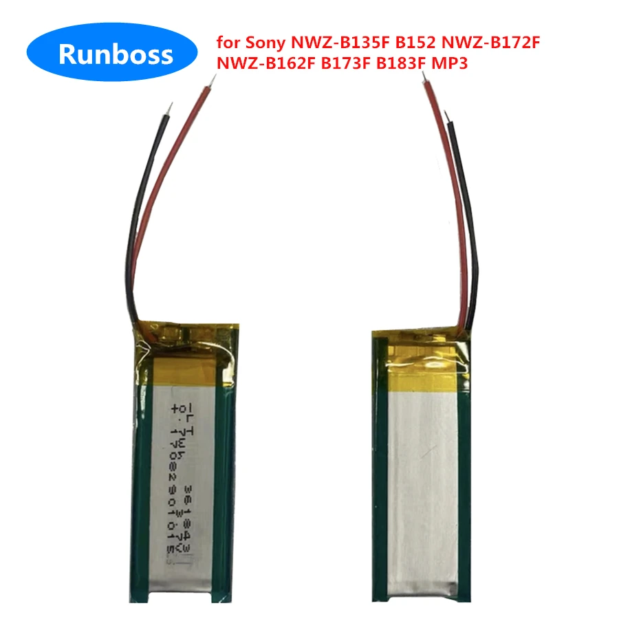 1-2pcs New 180mAh Battery 361843 For Battery for Sony NWZ-B135F NWZ-B152 B173 NWZ-B172F NWZ-B162F B173F B183F MP3 batteries