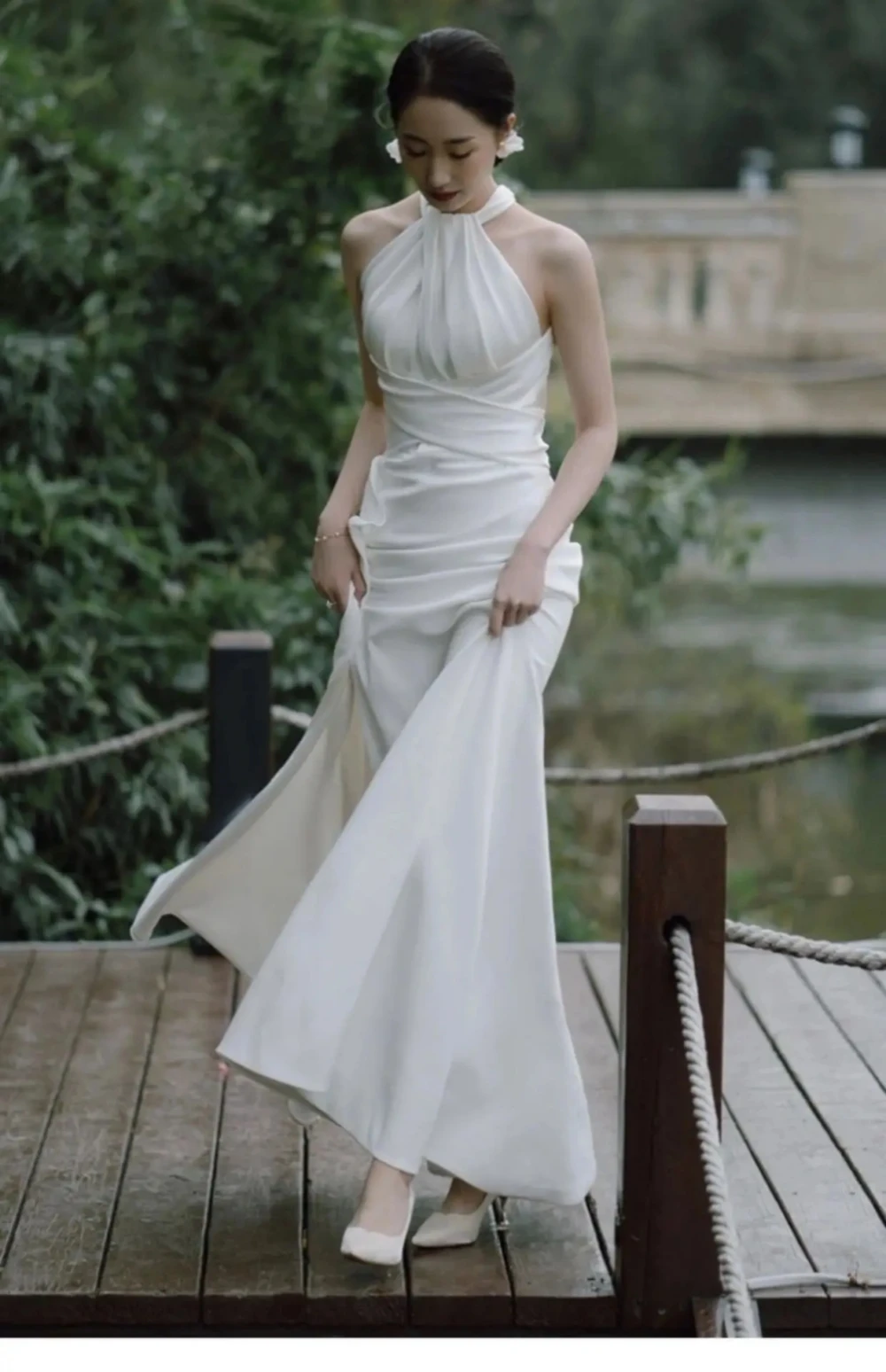 

ZHUISHU Elegant Halter Wedding Dress Ivory Mermaid Bridal Gown Floor Length Back Zip 웨딩드레스 Customized Prom Party Dress 2025