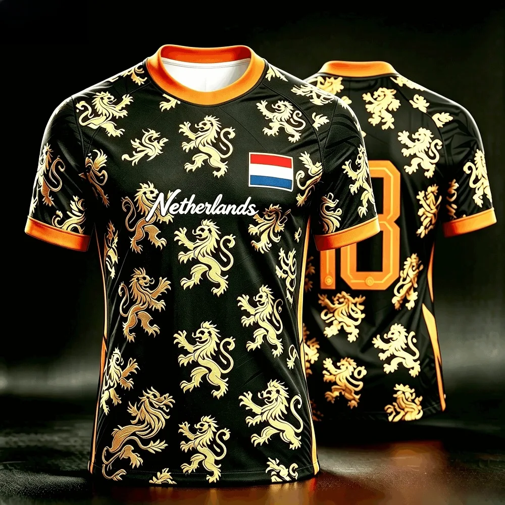 2026 Summer New Design Dutch Style Football Shirt Men's Sports T-shirt Men's Short Sleeve Shirt 3D Print Women's T-shirt Y2k