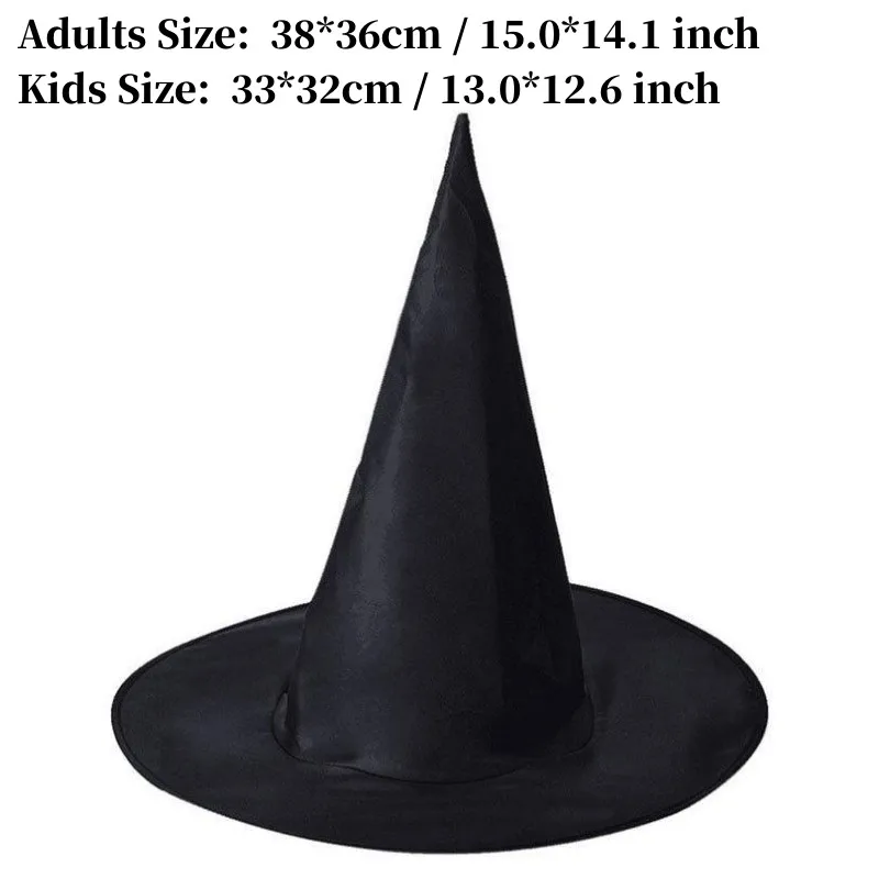 Halloween Witch Hat Unisex Black Hats for Adults Kids Halloween Party Supply Cosplay Costume Props Decorations Wizard Caps