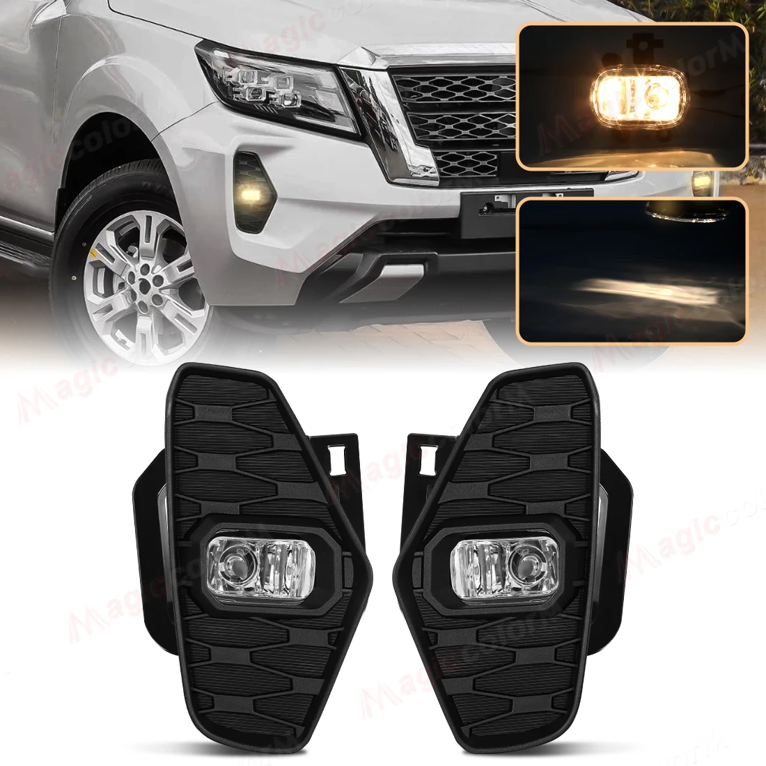 

Для Nissan Navara 2020 2021 NP300 Nueva Facelift Pro-4X Автомобильные противотуманные фары Передний бампер Дневные фары с крышками Рамка Провода Противотуманные фары