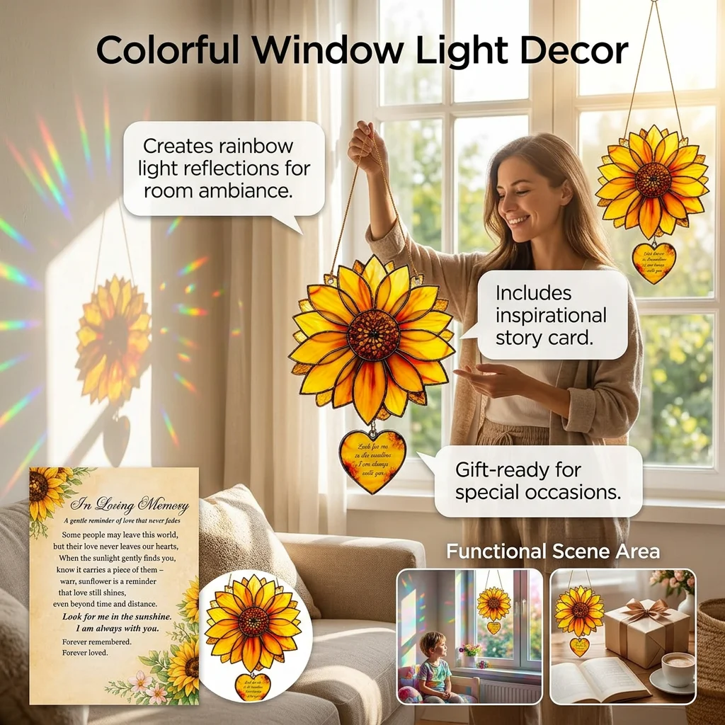 Stunning Suncatcher Window Ornament Rainbow Refraction Decor for Christmas Gifts Women's Home Art Stained Glass Hanging