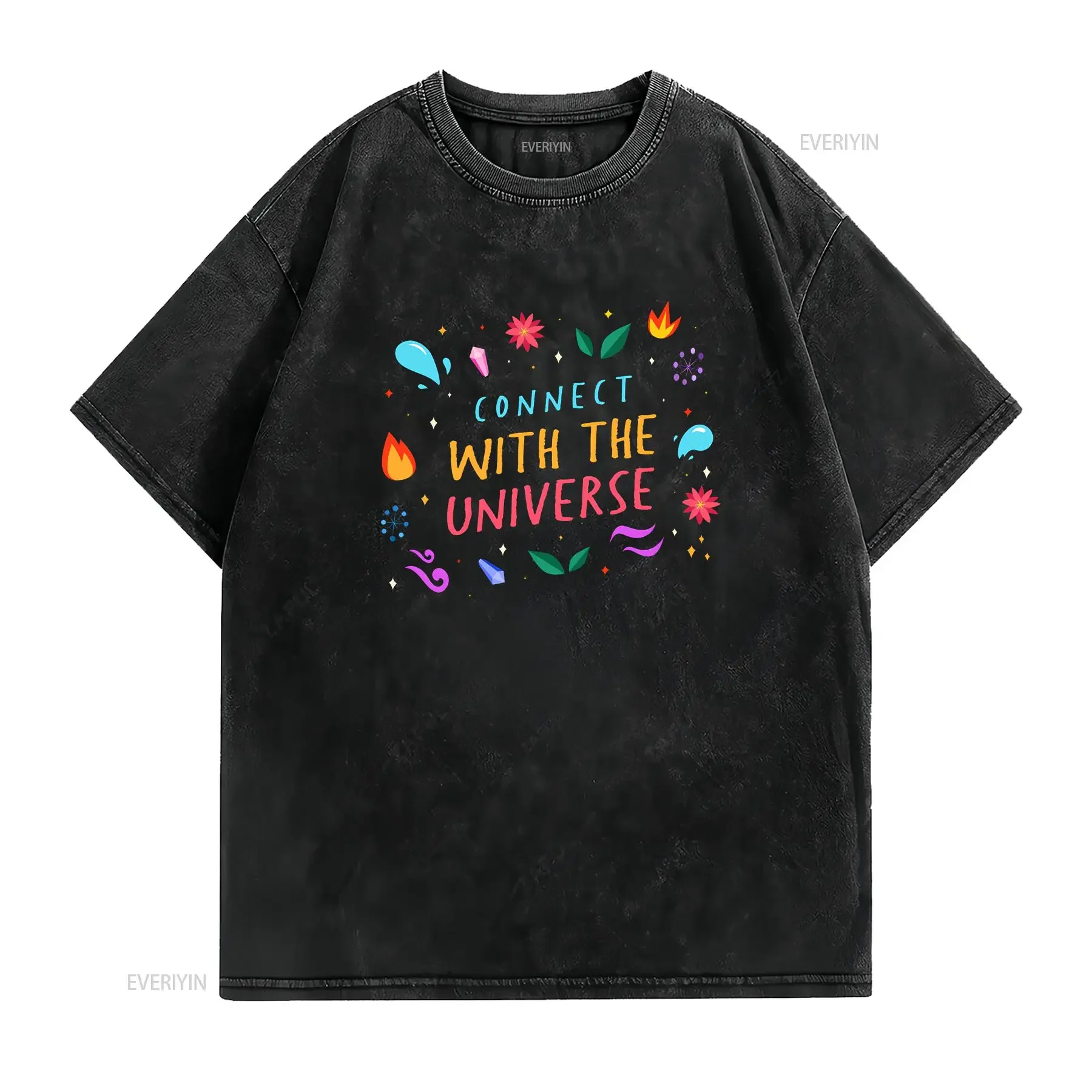 Connect With The Universe Trust Elements T Shirt Law Of Attraction Kindness Spiritual Yoga Affirmations vintage Washed Slightly