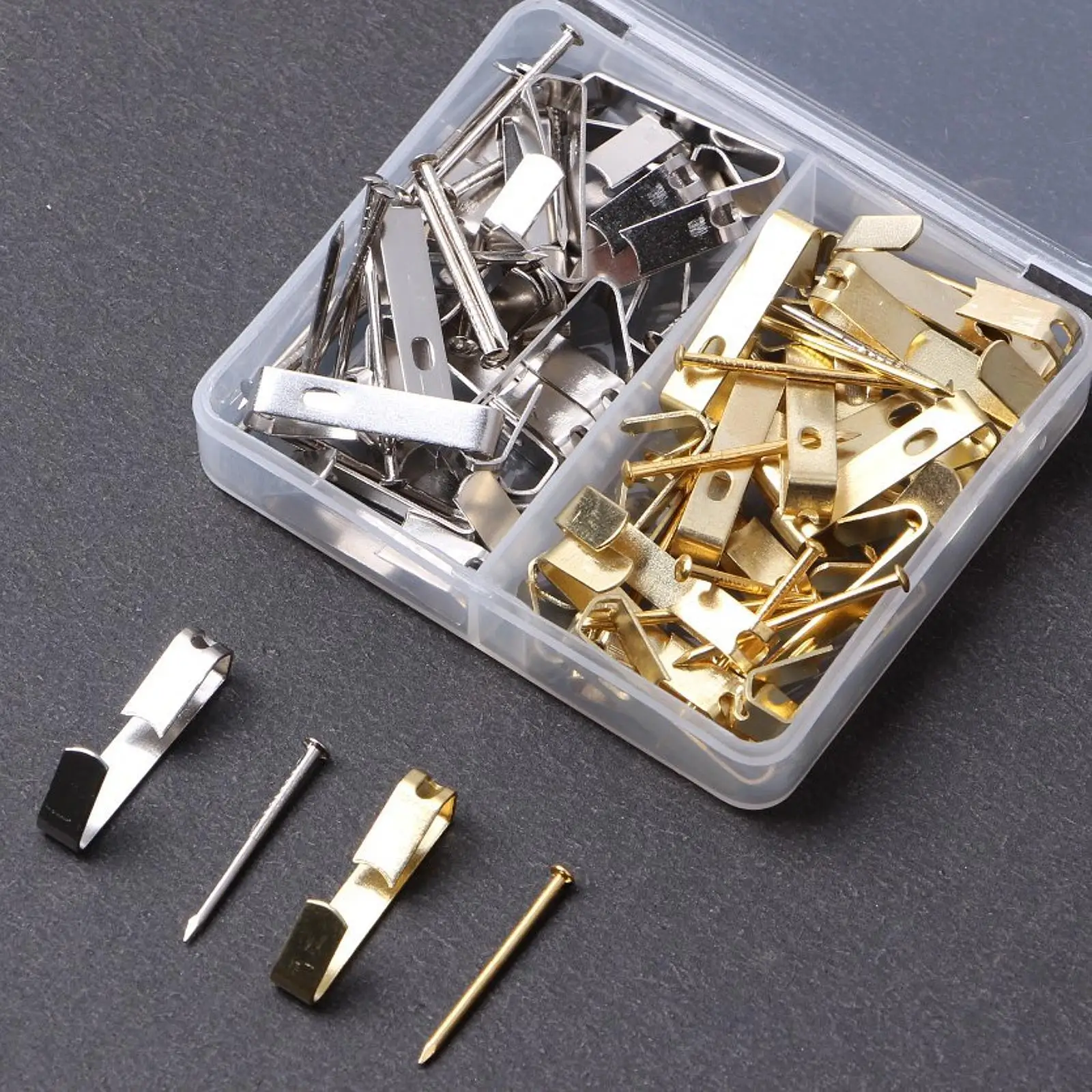 Iron Picture Hanging Kit Plated Finish Wall Mounted Hooks with Nails for Photos Artwork and Decorations