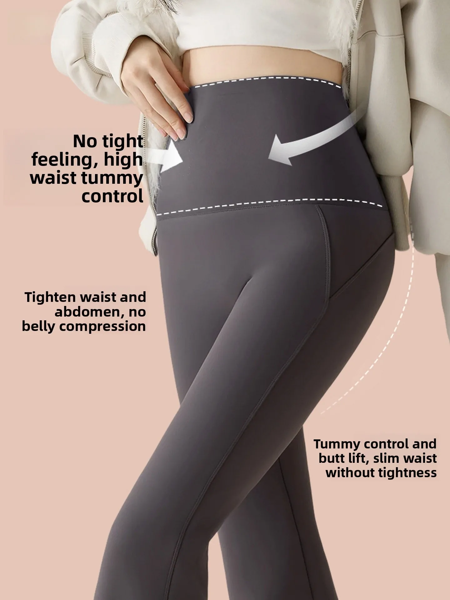 Damskie spodnie do jogi z wysokim stanem, ocieplane, codzienne spodnie ze skóry jelonka, jesienno-zimowe legginsy, modne spodnie dzwony.