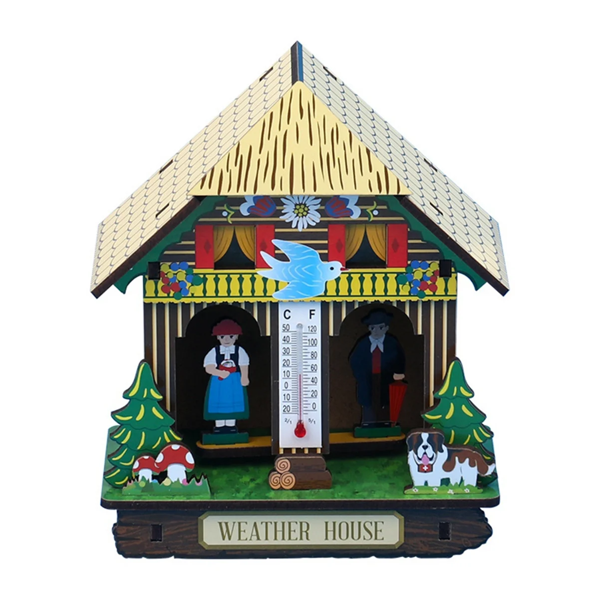 Sunny Rainy Box Indoor Accurate Thermometer Home Barometer House Hygrometer Plastic Hanging Weather Woman Clock