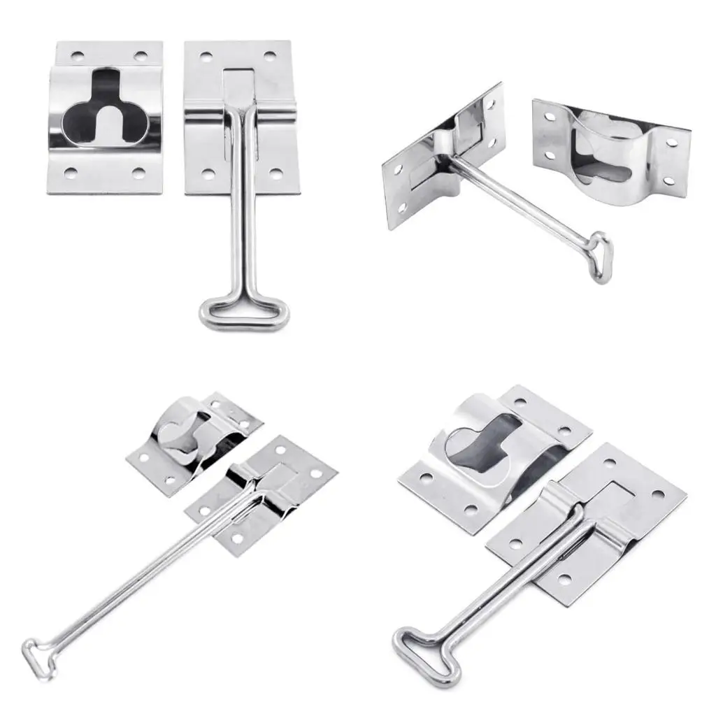 

31BC Door Catch Trailer Stainless 4" T-Style Entry Holder Bracket Hook Keeper Steel