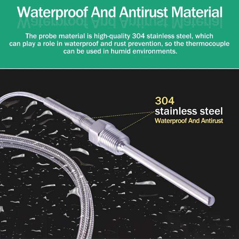 Rosca, sonda de aço inoxidável, K, tipo PT100, tubo termopar, controlador de temperatura, 800 ° C, M6 ~ 27M, NPT, 1/8 ~ 3/4