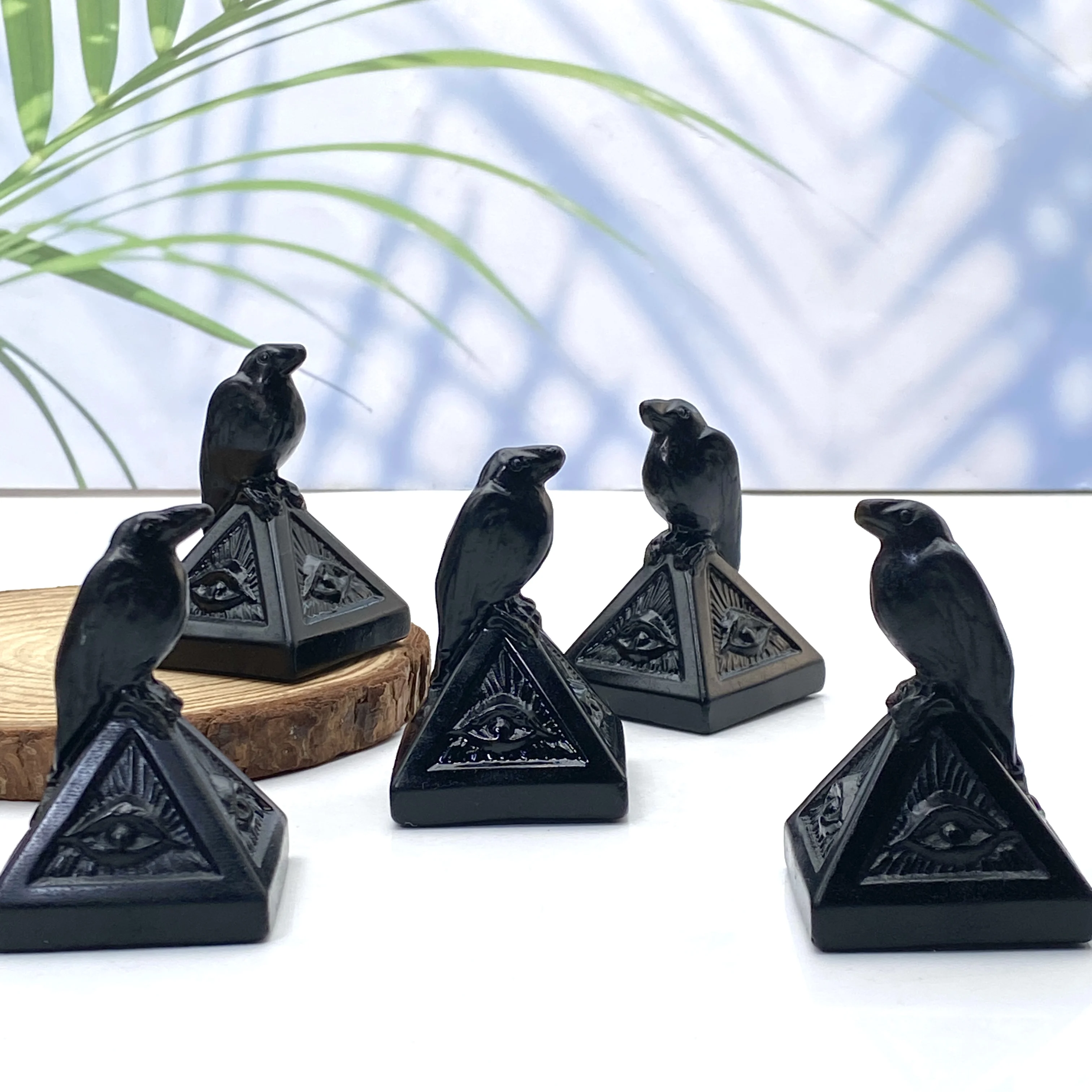 1 قطعة الهرم سبج مع عين بروفيدنس وتماثيل الغراب ، مثالية للهالوين ، عيد الفصح ، لهجة ديكور المنزل ، ديكور غامض