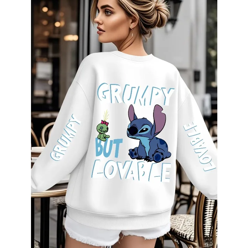 ديزني غرزة غاضب ولكن محبوب البلوز المرأة الرجال سترات قطنية عالية الجودة البلوز الخريف الشتاء الصوف المتضخم س الرقبة معطف القمم