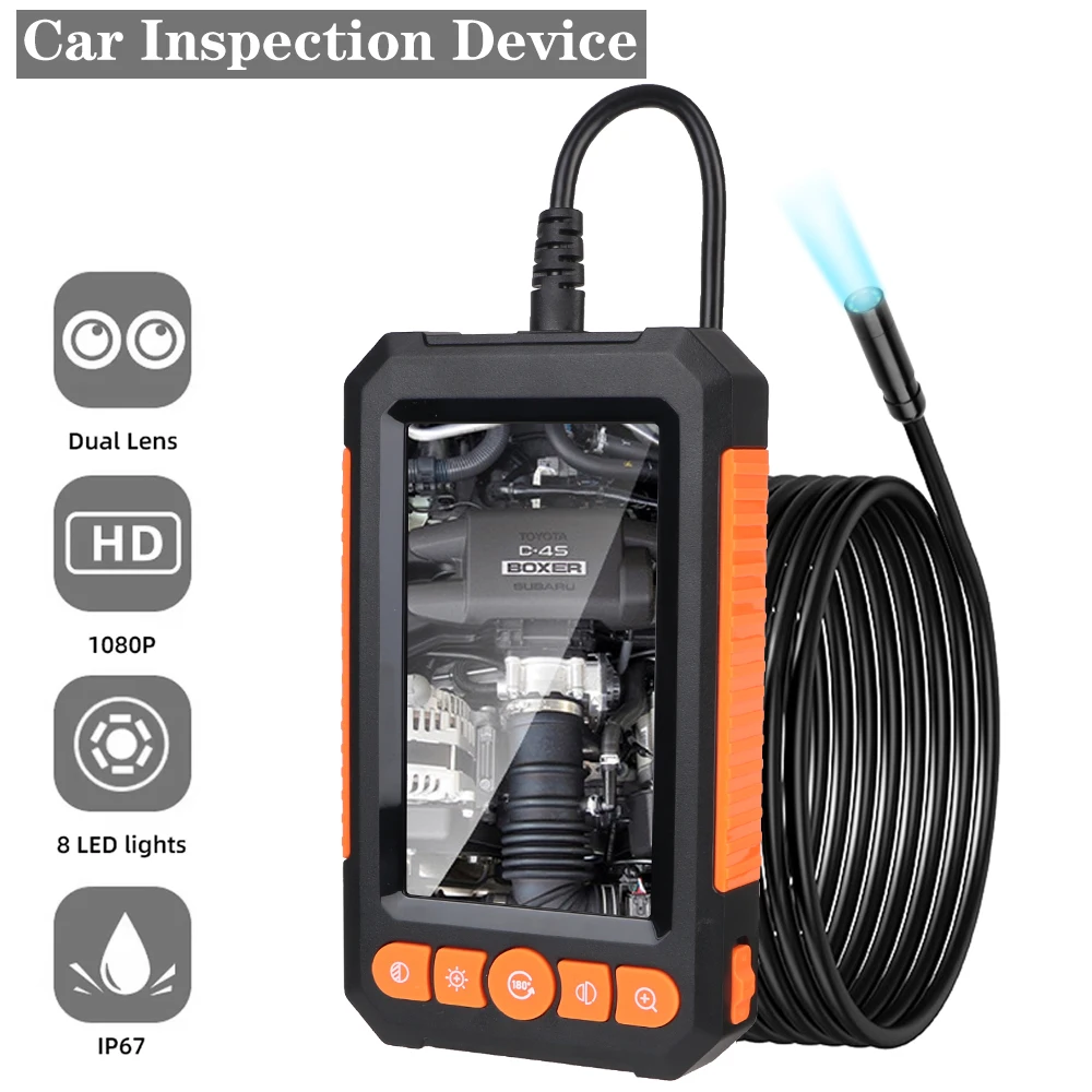 4.3 HD IPS Screen Digital Inspection Endoscope IP67 Waterproof Car Pipe Sewer Inspection Borescope Camera Tester Car Repair tool