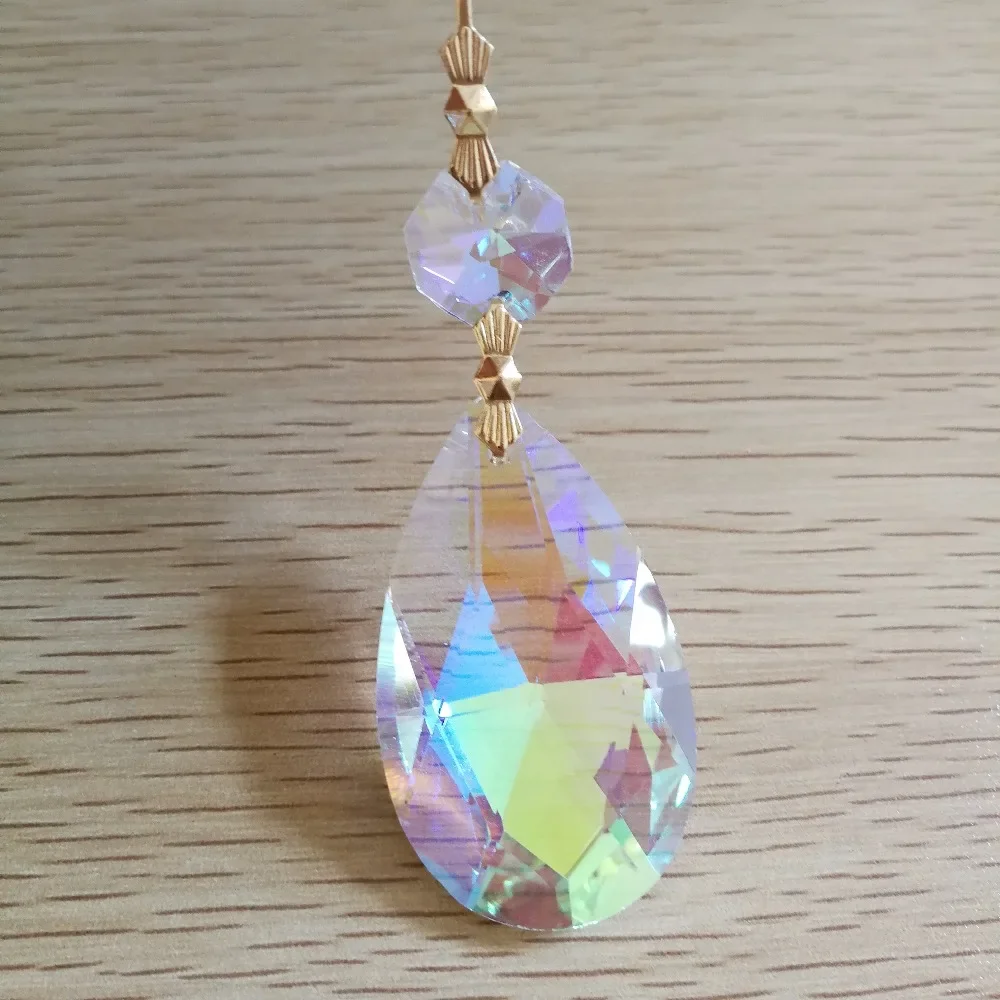 Camal 10pcs Crystal Mesh Drop 50mm AB Color Colorful Hanging Ornaments Chandelier Lamp Parts Lighting Pendant With Gold Bowties