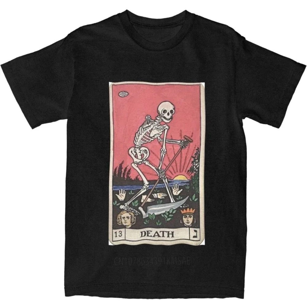 Men Women's Spooky Skeleton Death Tarot T-Shirt Merchandise Cool Cotton Creepy Goth Skull Card T Shirt Top Tee Clothes Printed