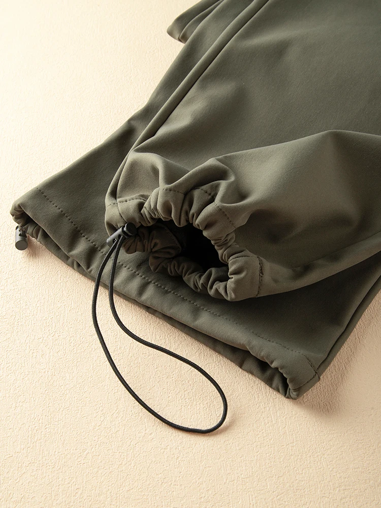 Conische werkbroek met fleecevoering voor dames, verdikte warme herfst- en wintercasual sportbroek met rechte pijpen.