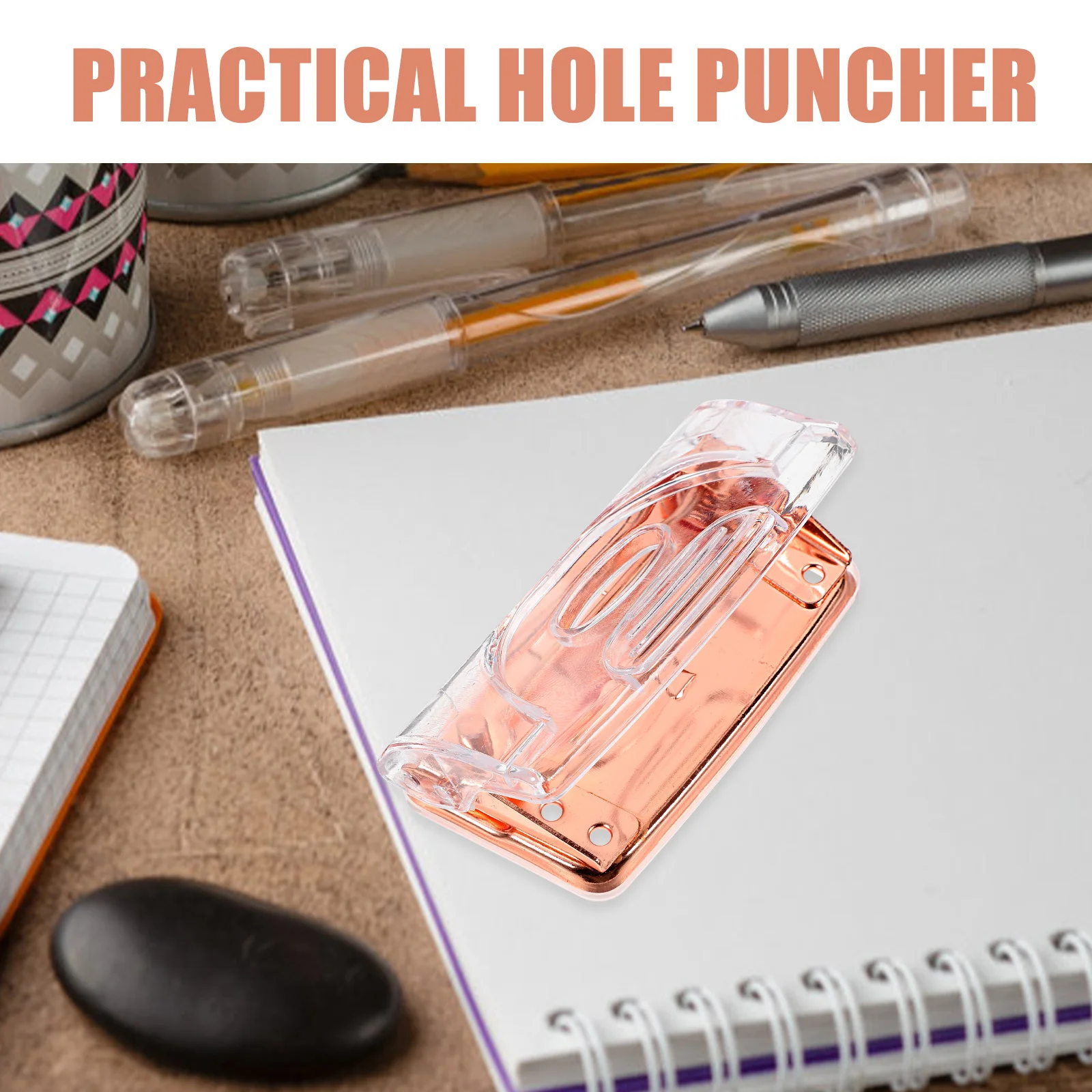 

Rose Gold Office Supply Puncher Portable Multi-Function Paper Puncher For Diy Craft Office Home Use Stationery Supply