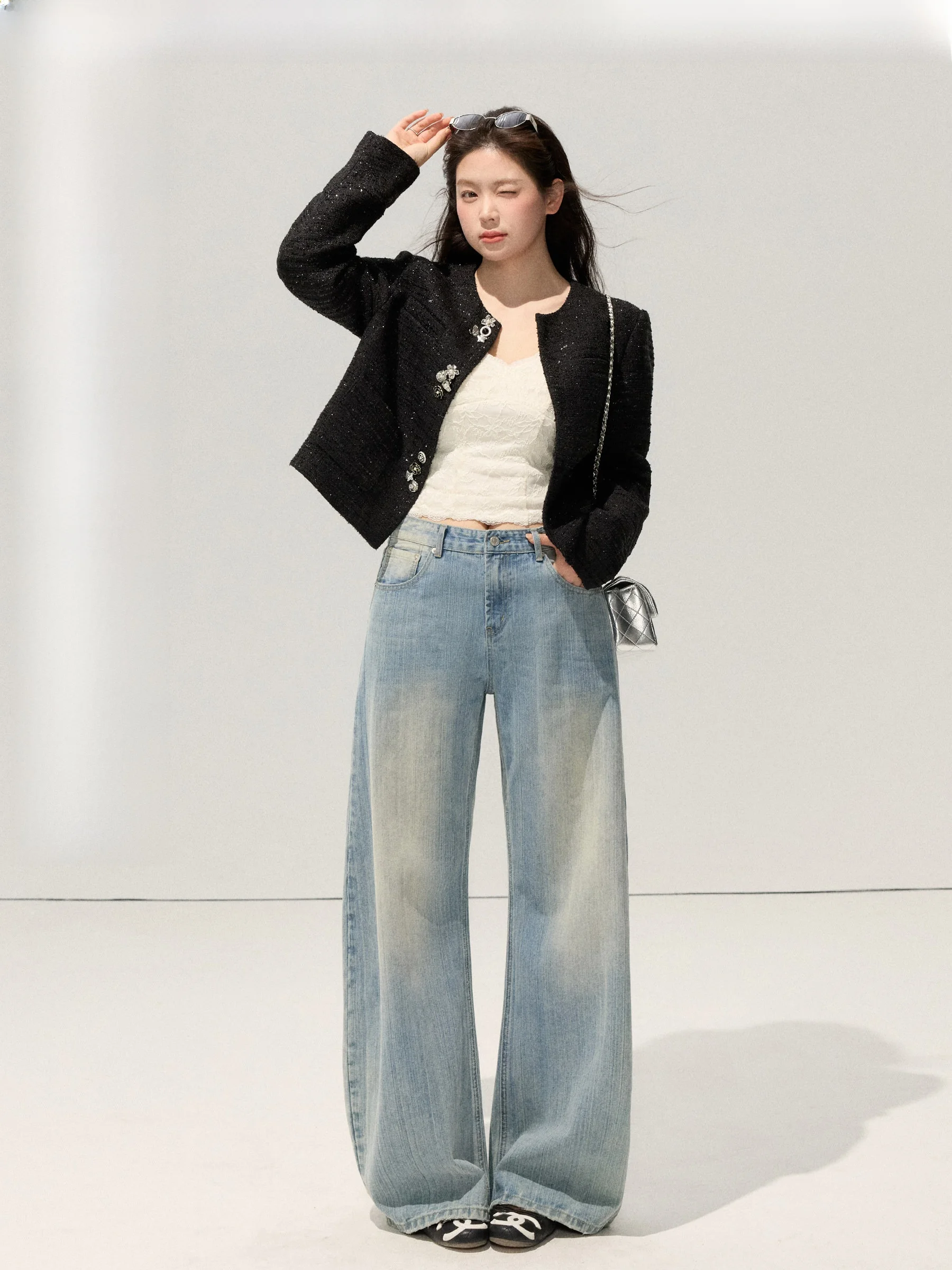 

Комплект JULULOOK: стеганые брюки с кружевной отделкой и поясом для полных женщин, весенняя коллекция