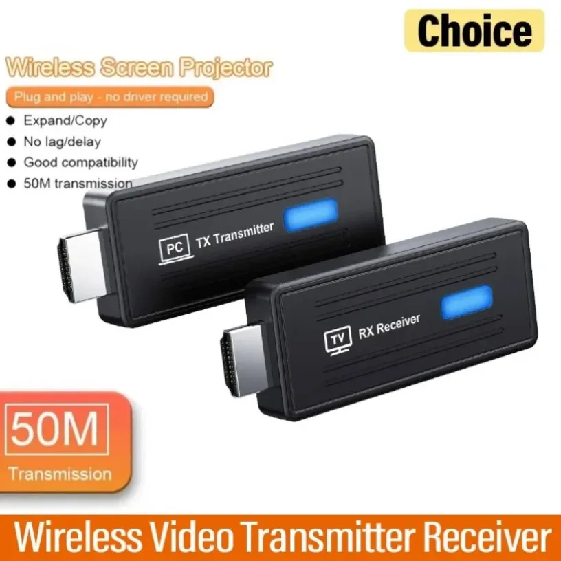 

Беспроводной аудио-видео передатчик-приемник HDMI 50 м, 5.8G, 1080P для подключения камеры, ноутбука, ПК к телевизору, монитору, проектору