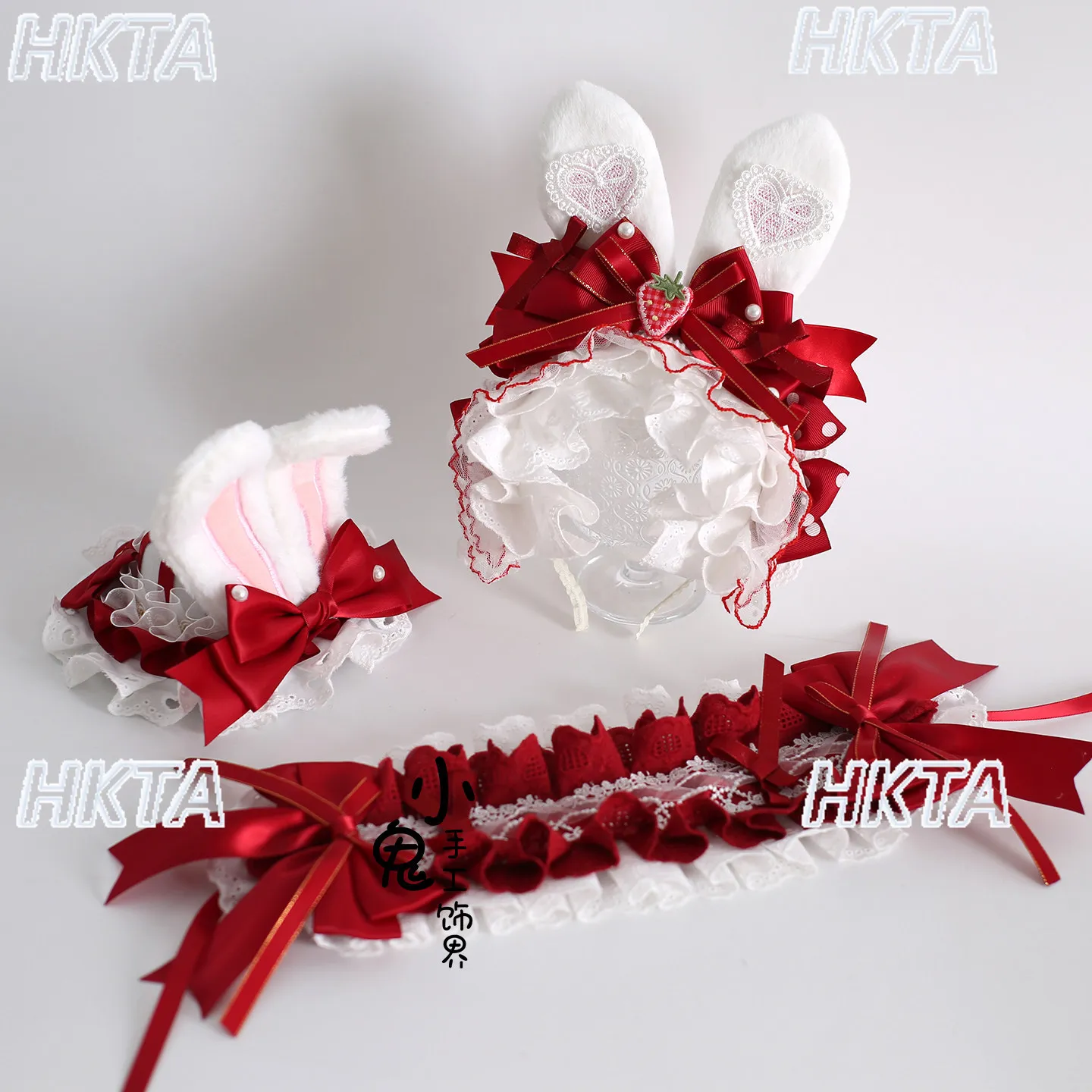

Lolita Headband Bow Clips Strawberry Cake Hairpin Hair Headwear Autumn Winter Sweet Lace Pearl Hairpin and Hat Accessories Women