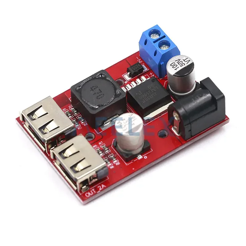 LM2596 LM2596S المزدوج USB DC-DC 9V 12V 24V 36V إلى 5V 3A التنحي باك تحويل المجلس شاحن سيارة الشمسية امدادات الطاقة وحدة