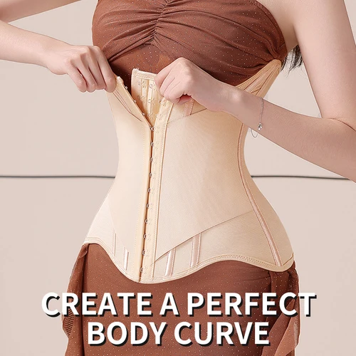 Imagen 2 del producto MiiOW-corsé entrenador de cintura en forma de U para mujer, moldeadores abotonados, entrenador de cintura levantada de pecho, ropa moldeadora de cuerpo adelgazante de hueso de acero