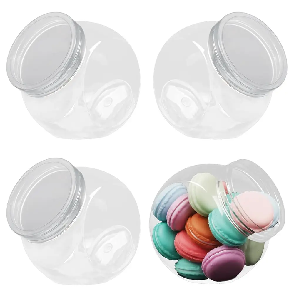 

Candy & Cookie Jars, 4 Pa Plastic Containers For Candy Buffet & Party Table, Dry Food Jars - 48 Oz (25.4 Oz)