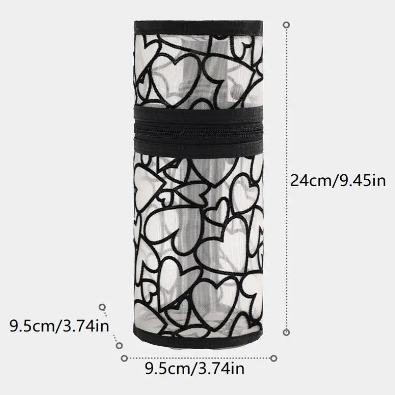 Large Capacity Makeup Brush Organizer Pouch Mesh Round Cosmetic Storage Bag Pouch Travel Cosmetics Case For Brushes & Tools